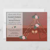 Floral Boho Rustic Desert Teepee / Tipi Wedding Kaart (Voorkant)