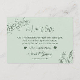 Floral Boho Sage Green "In plaats van geschenken" Informatiekaartje