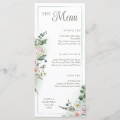 Floral Boho Sage Green Menu Mariage (Devant)