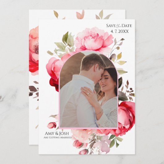 Floral Boho Save the Date Invitations (Devant / Derrière)