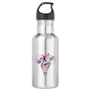 Floral Boho Skull Waterfles