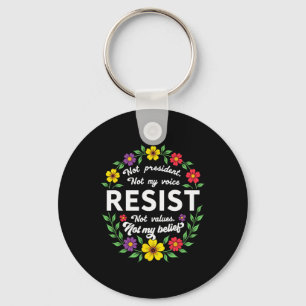 Floral Boho Style Resist Trump niet mijn President Sleutelhanger