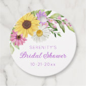 Floral Boho Sunflower Daisy Bridal Shower  Bedankjes Labels (Voorkant)
