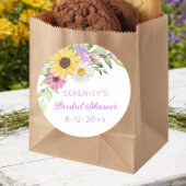 Floral Boho Sunflower Daisy Bridal Shower Ronde Sticker