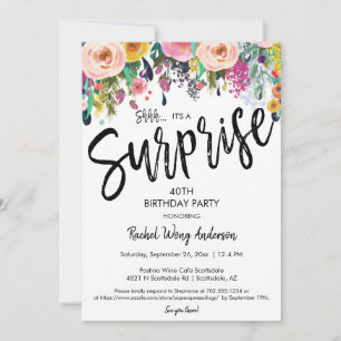 Floral Boho Surprise Birthday Retirement Party Kaart