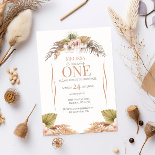 Floral Boho Terracotta 1er Invitation anniversaire