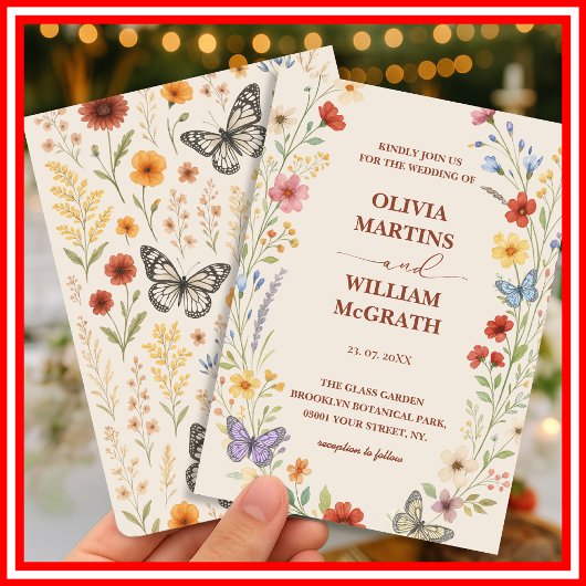 Floral Boho Terracotta Wedding Kaart