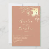 Floral Boho Terracotta Wedding Kaart (Voorkant)