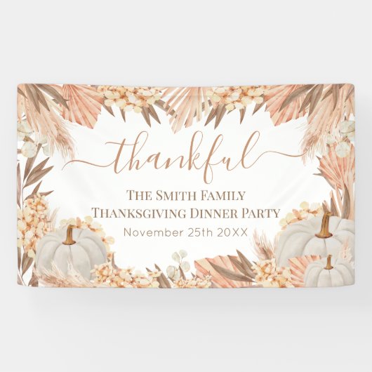 Floral Boho Thanksgiving Dinner party banner (Horizontaal)