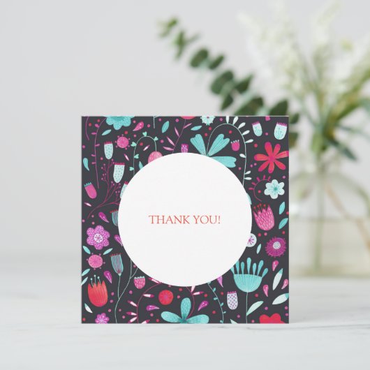 Floral Boho Waterverf Donkere bruiloft Bedankkaart (Staand voorkant)