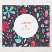 Floral Boho Waterverf Donkere bruiloft Likeurfles Etiket (Enkel label)