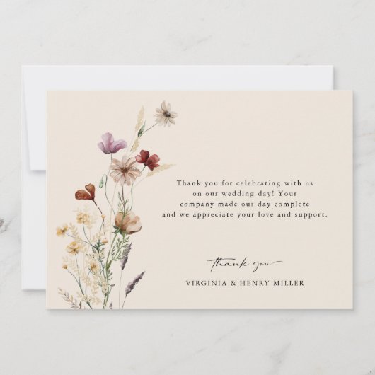 Floral Boho Wedding Bedankkaart (Achterkant)
