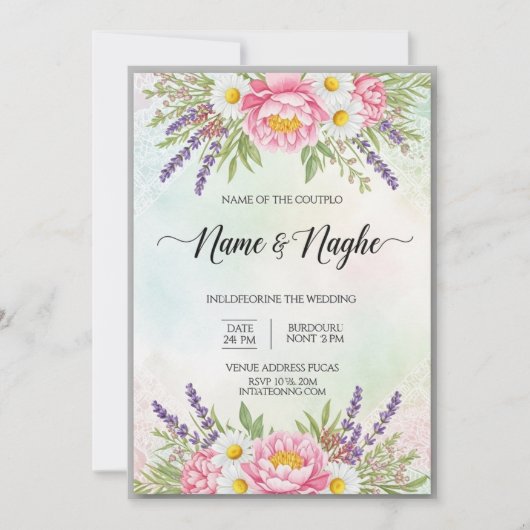 Floral Boho Wedding Invitation (Devant)