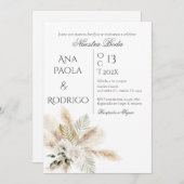 Floral Boho Wedding invitation Invitación (Devant / Derrière)