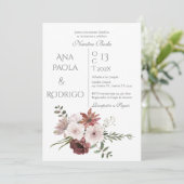Floral Boho Wedding invitation Invitación Kaart (Staand voorkant)
