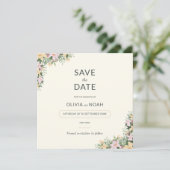 Floral boho wedding save the date (Debout devant)