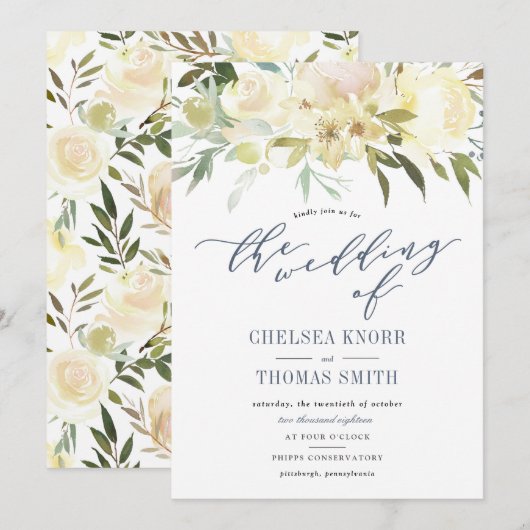 Floral Boho Wedding Uitnodiging (Voorkant / Achterkant)