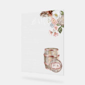 Floral Boho Western Land Bruiloft Drink Bar Menu Acryl Bord (Hoek)