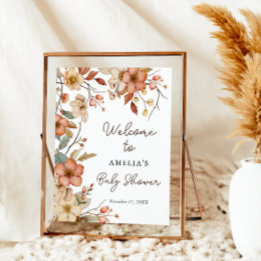 Floral Boho Wildflower Baby shower Welkom Poster