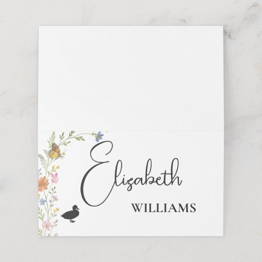 Floral Boho Wildflower Duck Menu Trouwnaam Kaart (Buitenkant ongevouwen)