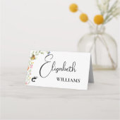 Floral Boho Wildflowers Garnalen Menu Naam Kaarten (Voorkant)