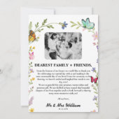 Floral Boho Wildflowers Vlinders Fotobruiloft Bedankkaart (Achterkant)