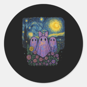 Floral Boo Ghost Night Girl Halloween Herfst Spook Ronde Sticker