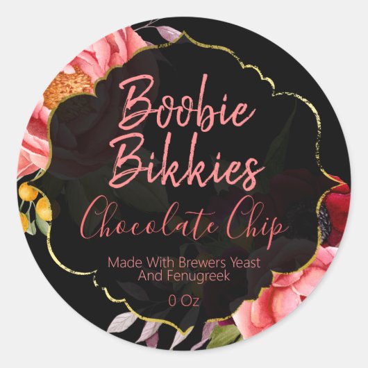 Floral Boobie Bikkies Lactation Labels (Voorkant)