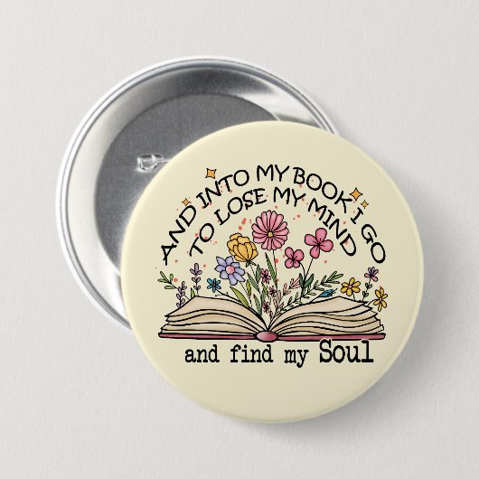 Floral Book Lover Ronde Button 7,6 Cm (Voorkant /achterkant)