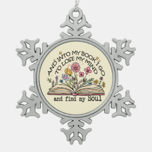 Floral Book Lover Tin Sneeuwvlok Ornament