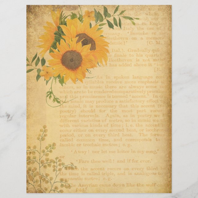  Floral Book Page Scrapbook Paper (Voorkant)