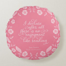 Floral Bookish Quote Jane Austen Pride & Prejudice Rond Kussen