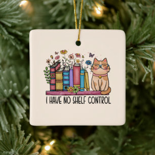 Floral Books en Cat Keramisch Ornament