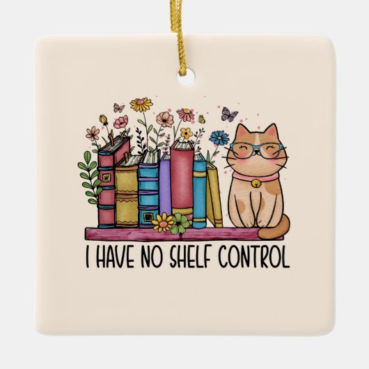 Floral Books en Cat Keramisch Ornament (Voorkant)