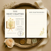 Floral Books Next Chapter Begins Wedding Kaart