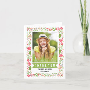 Floral border class van 2021 afstuderen Dank u wel Bedankkaart
