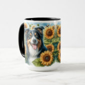 Floral Border Collie Hondenliefhebber Coffee Mok (Voorkant links)