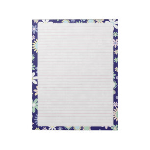 Floral Border - Roze College in roze Papier 8,5 in Notitieblok