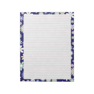 Floral Border - Roze Wide Ruled Paper 8.5"x11" Notitieblok