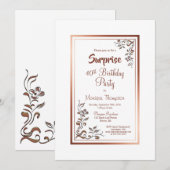 Floral Border Surprise 40th Birthday Kaart (Voorkant / Achterkant)