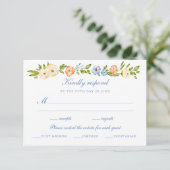 Floral Border Wedding  RSVP Kaartje (Staand voorkant)