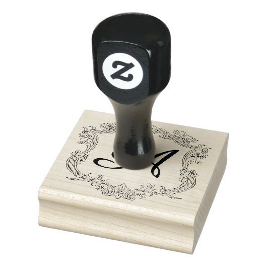 Floral Border with Monogram Rubberstempel (Stempel)