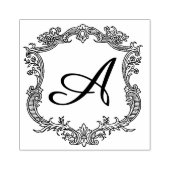 Floral Border with Monogram Rubberstempel (Afrduk)