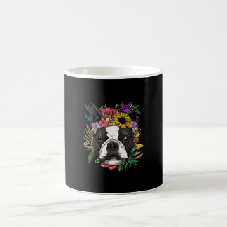 Floral Boston Terrier Dog Spring Natuur Hondenlief Koffiemok