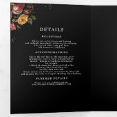 Floral Botanical Black Moody Luxe Huwelijk Drieluik Uitnodiging (Binnenzijde eerst)