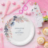 Floral Botanical Blue Greenery Wedding Papieren Bordje (Feest)