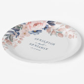Floral Botanical Blue Greenery Wedding Papieren Bordje (Gekanteld)