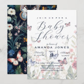 Floral Botanical Boho Butterfly Baby shower Kaart (Voorkant / Achterkant)