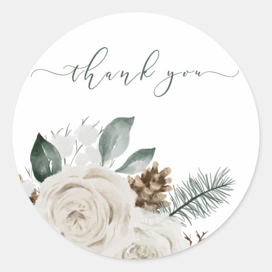 Floral Botanical Dank je Envelopzegels Ronde Sticker (Voorkant)