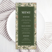 Floral Botanical Dark Green Cream Wedding Menu